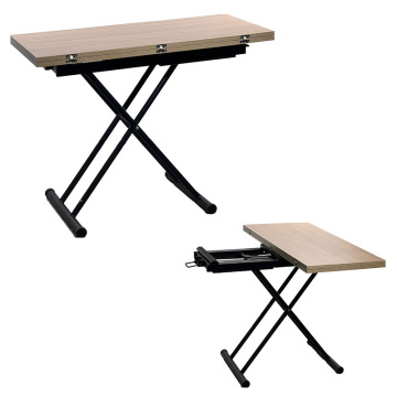 Modern Folding Extendable Wood Dining Table with Metal Frame