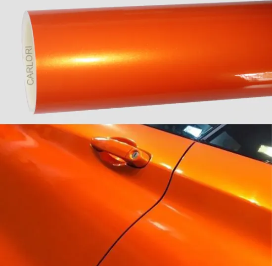 metallic fantasy sun orange car wrap vinyl