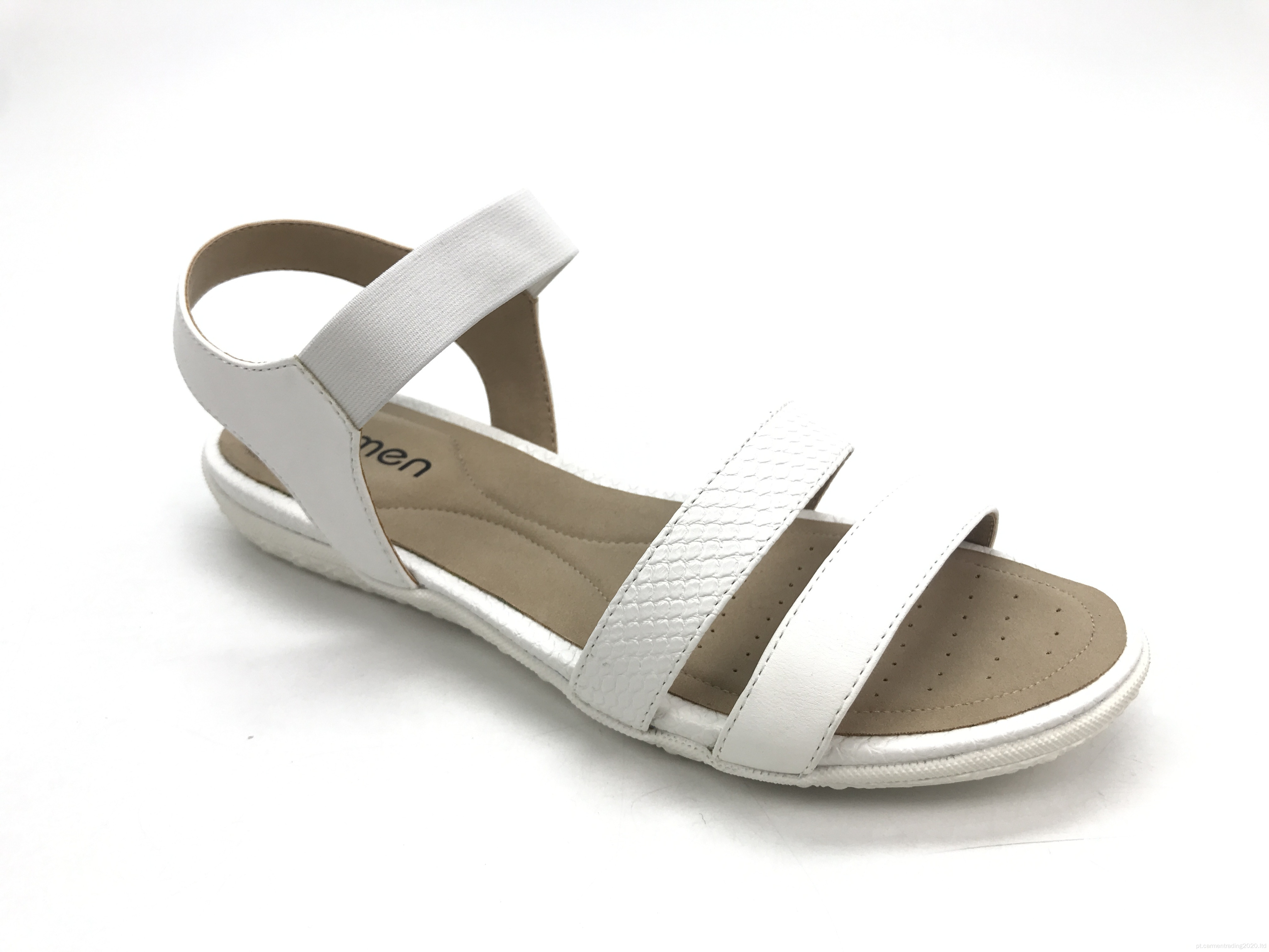 Sandálias planas de cinta para baixo para trás de verão mulheres