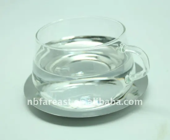FASHION GLASS WATER CUP WITH DISH