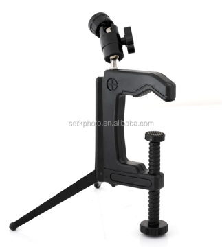Portable Swiveling C-Clamp Mini Stand Ball Tripod Aluminum Phone Holder for DSLR Cameras and Camcorders