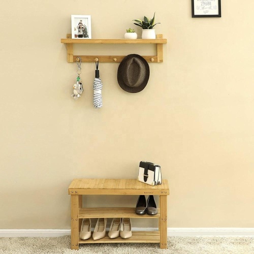 bamboo 3 tier shoe bench rack with seat