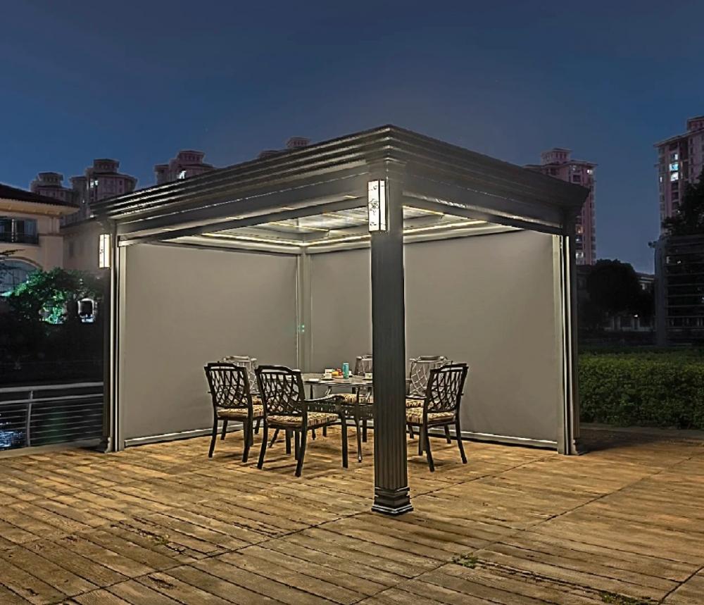 Gazebo Slatted Roof Outdoor Pergola Waterproof Louvered