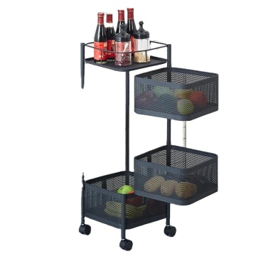 Brand New Factory Price Square Rotating Food and Vegetable Storage Rack With Wheels