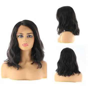 X-TRESS New Natural Wave Black Colored Wig With Lace Front 150% Density Synthetic Hair Wigs Middle Part Lace Wigs With Baby Hair