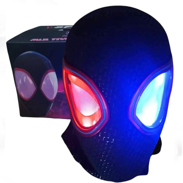 Spider Hero Mask with Luminous Eyes - Remote Control Spider-Man Mile Morales Cosplay Mask for Adults and Kids