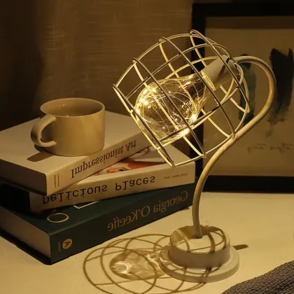 Contemporary Red Lantern Glass Lamp with LED Lighting