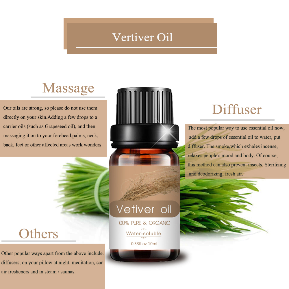 100% Pure Nature Vetiver Essential Oil for Diffuser Skincare