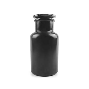 Botella de reactivo de vidrio negro de 250 ml con tapón de vidrio