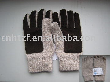 knitted woolens gloves with suede glove palm