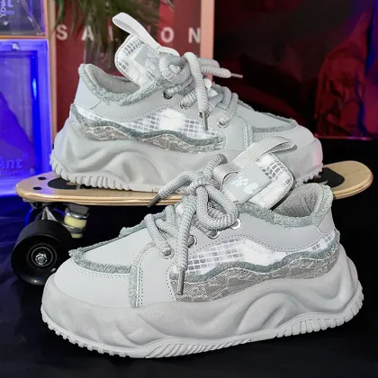 Breathable Trendy Men's Walking Shoes - Thick Bottom Heightening Casual Style