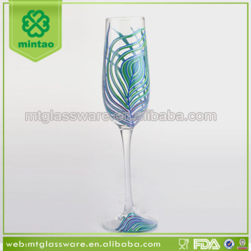 Wholesale color handpainted royal design champagne flutes glasses dining table sets