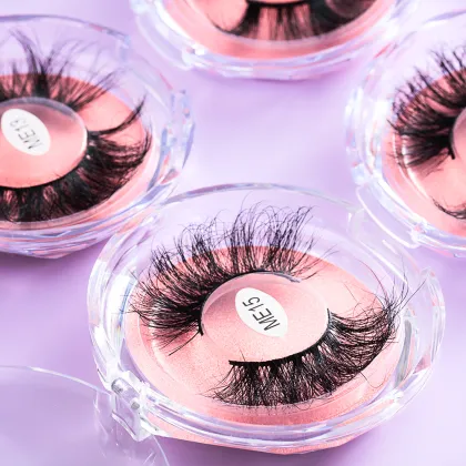 1Pair Faux Mink False Eyelashes 25mm Dramatic Long Fluffy Lashes Wispies Handmade Fake Eyelash Natural Makeup Extension Tool