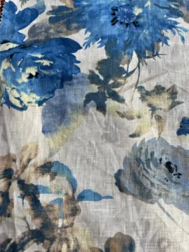 100% linen print fabric