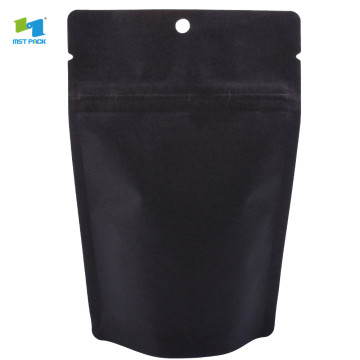 Custom wholesale food grade matt black stand up pouch with clear window