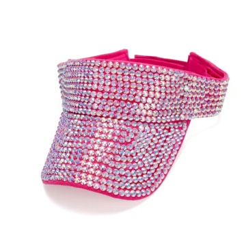 Wholesale Women's Beach Hats with Crystal Rhinestones - Empty Top Sun Visors