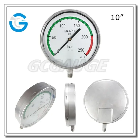 High quality all stainless steel industrial large 10inch 250mm pressure gauge