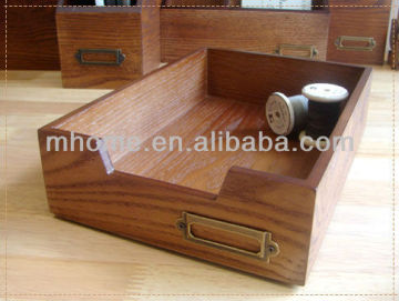 2015 hot sell wood sundries storage tray with metal deco
