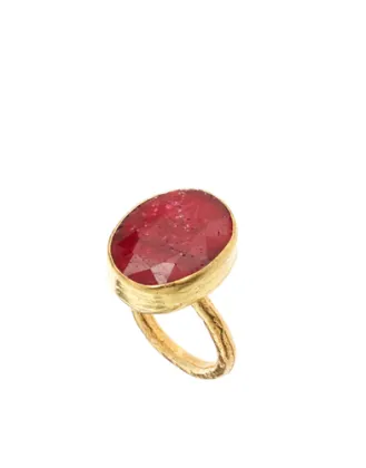 Red Gemstone Ring with Gold Plated