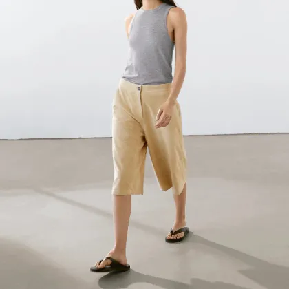 Women's long suede shorts