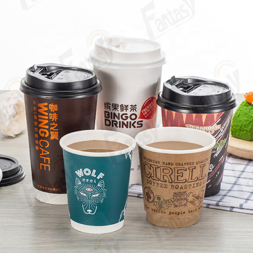 10 oz Copas desechables de logotipo impreso de doble pared personalizado