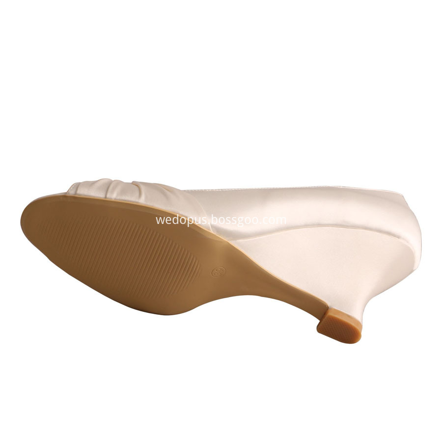 Peep Toe Wedge Heel Navy Satin Shoes