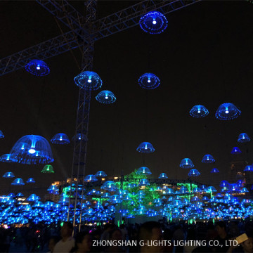 Luz de fibra óptica de medusa em projeto de iluminação paisagística