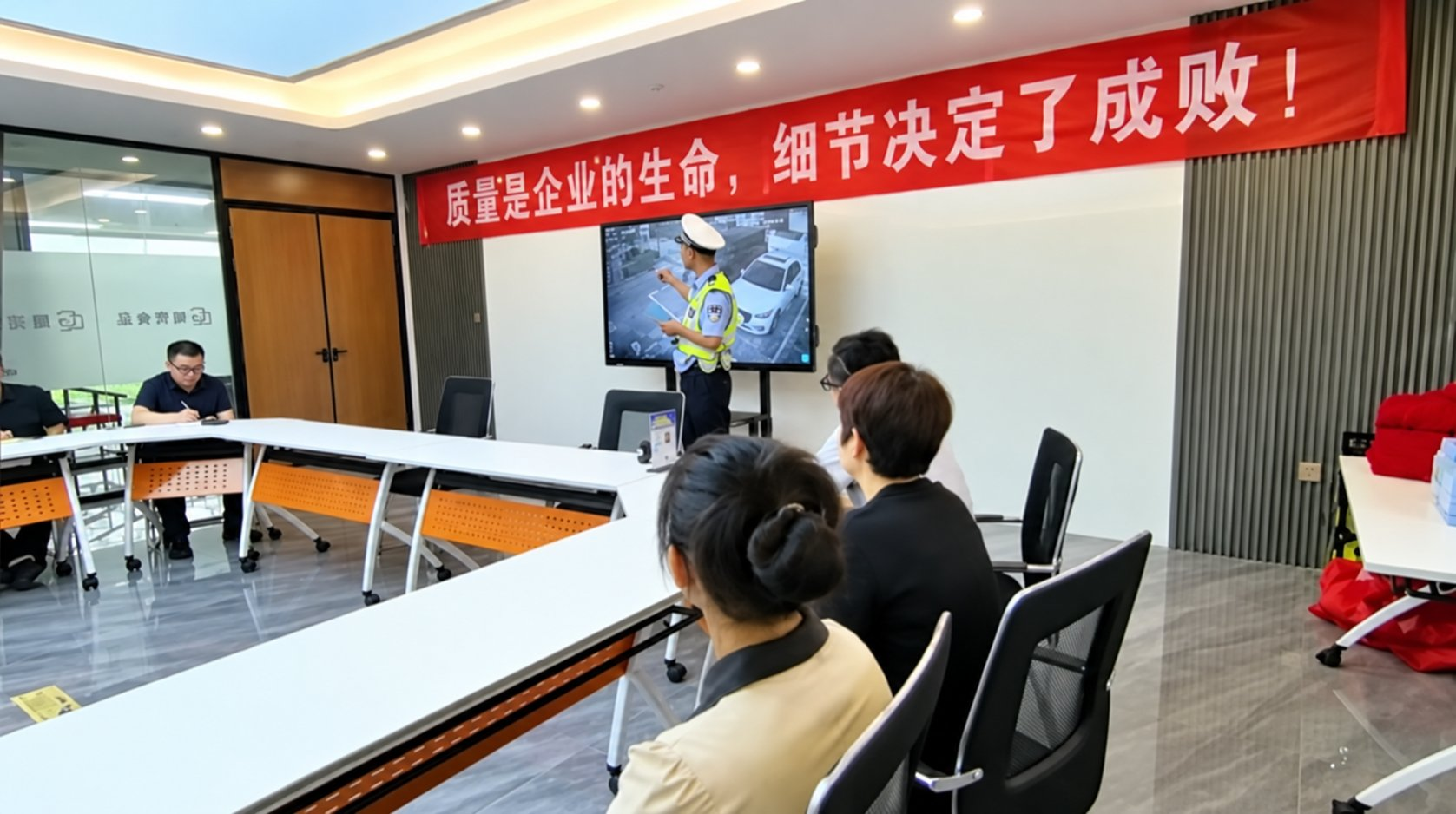 Traffic police display images of traffic accidents