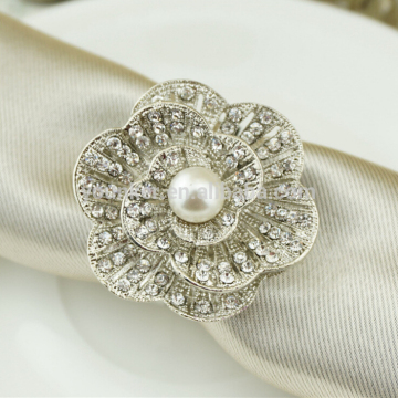 WHOLESALE pearl metal alloy flower shape Napkin Ring/Wrap, Weddings Party Home Decoration, Table Decoration