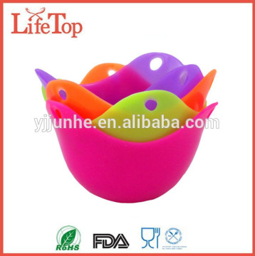 Nonstick Silicone Poachers Egg Cooking Cups in Vivid Colors (4 Pack)