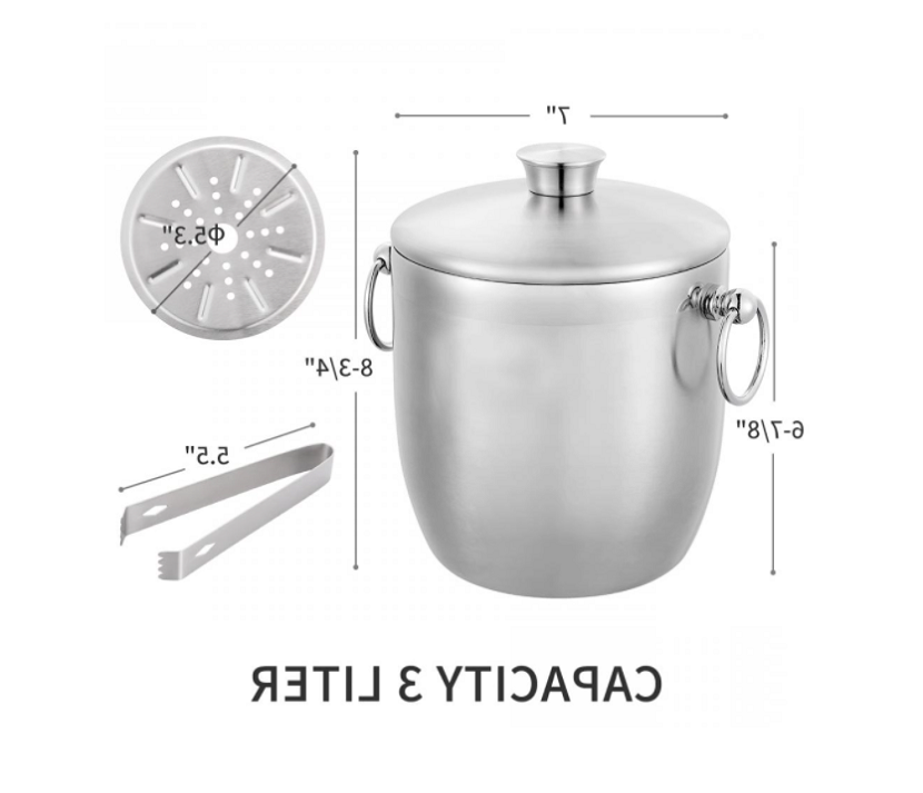 Stainless Steel Ice Bucket With Tongs