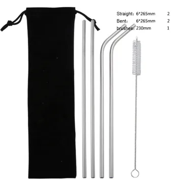 Bent and Straight Reusable 304 Stainless Steel Straws