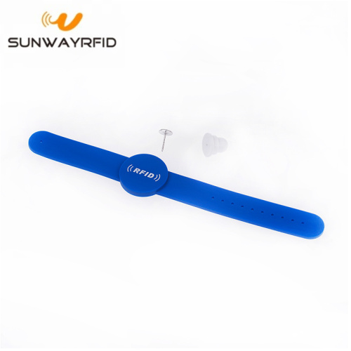 Tamper Button PVC RFID Wristbands NFC Chip Bracelet