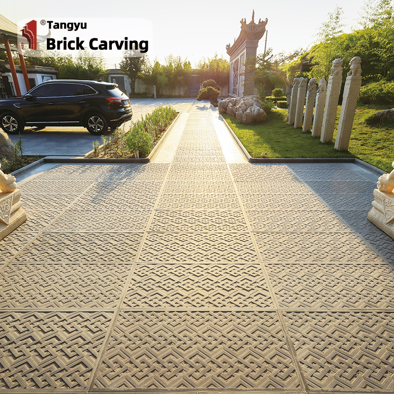 Large Antique Floor Tiles with Carved Patterns