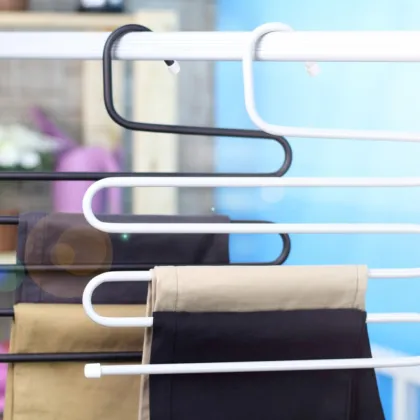 N295 S type wholesale space saving metal trouser hangers rack