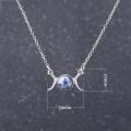 Natural Gemstone Crescent Moon Solar Stone Pendant Necklace