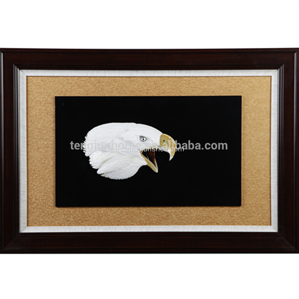 Forma de cabeza de águila de fregona decorativo pared cuadro con marco de madera