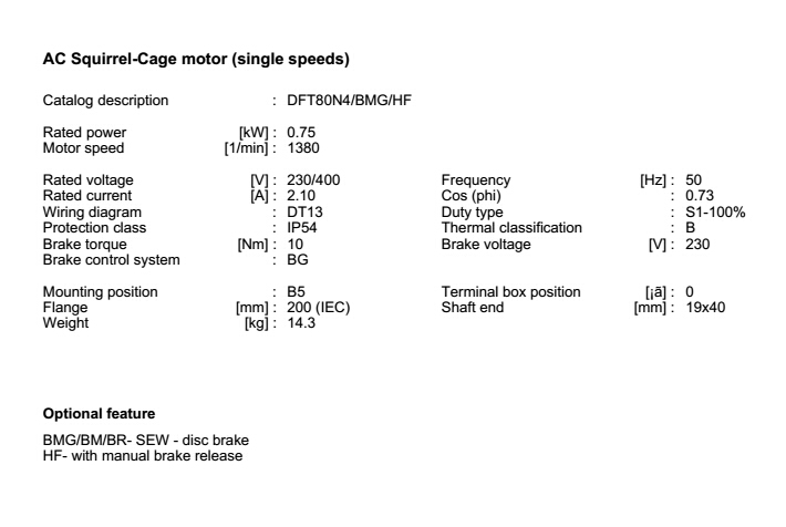 1 5kw Sew Motor