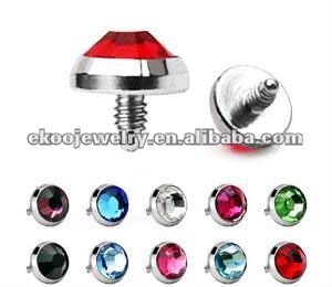 G23 Titanium Body Jewelry Highly Polished Dermal Anchor Tops Titanium Internal Flat Gem Ball