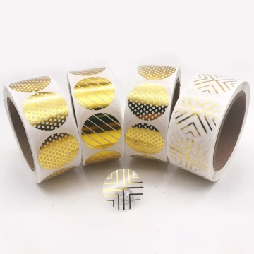 Waterproof Custom Adhesive Clear Gold Foil Round Stickers Roll Printing