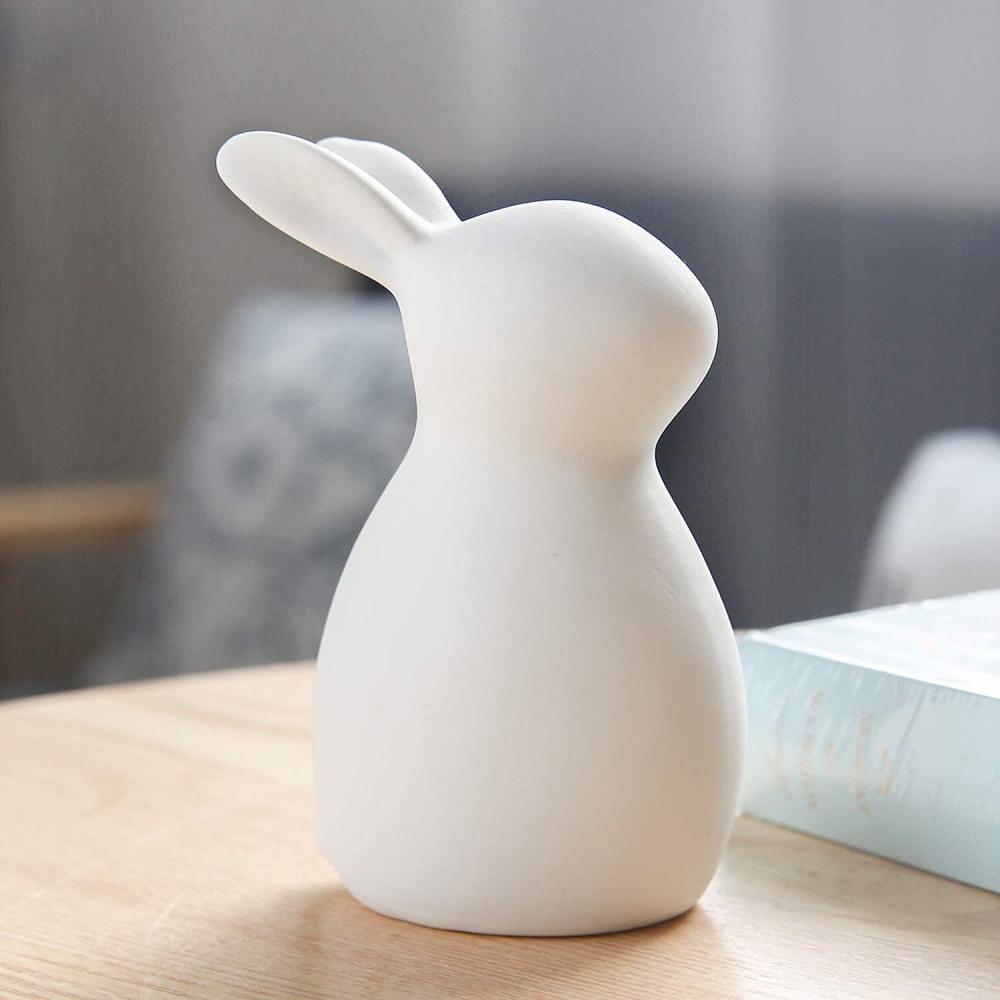 Décor de Pâques de lapin blanc en céramique