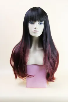 Wholesale synthetic hair wigs ombre natural straight wave machine made with baby hair for women