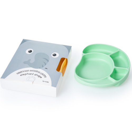 YDS Cat Elephant Design Silicone Suction Divided Plate