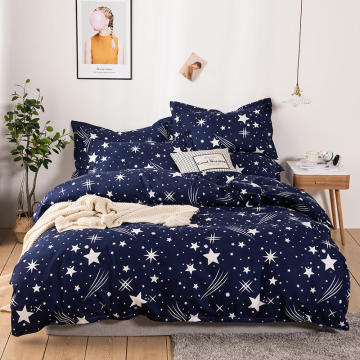 Super Soft 110GSM Disperse Stars Print Microfiber Polyester Bedding Set - 3pcs/4pcs Sheets and Duvet Cover