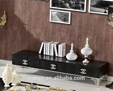 E101 new model tv stand/wall unit with black pu for hotel/living room furniture