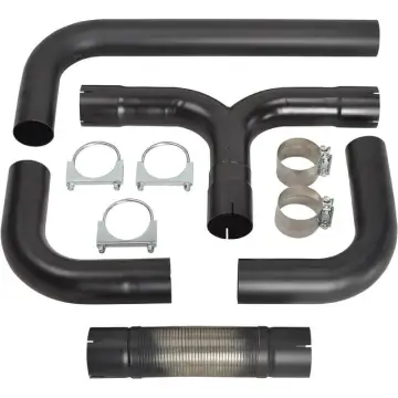 4 Inch 409 Stainless Steel Diesel Dual Stack T-Pipe Exhaust Kit for Chevy Dodge Ford Full Size Pickup