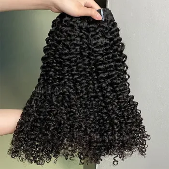 100% raw virgin Brazilian Indian thick human hair extension natural black color kinky curly bundle