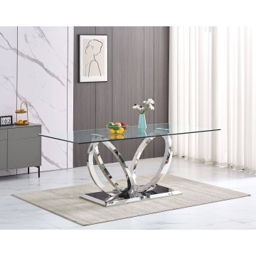 Mesa de comedor de vidrio | Piece de centro escultórico para 6