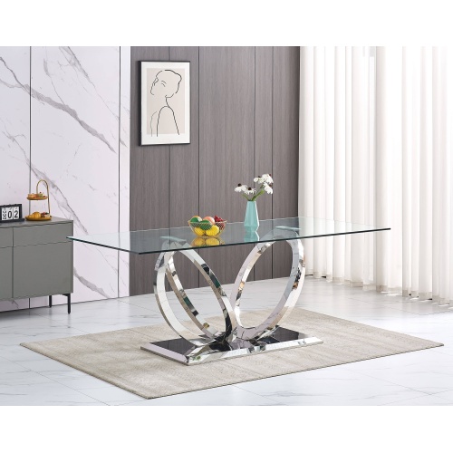 Mesa de comedor de vidrio | Piece de centro escultórico para 6