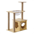 Compact Classic Cat Tree Tower Sisal Scratching Post 4-Level Eco-Friendly Design for Small Apartment Space Efficient Furniture